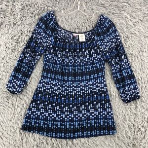 No Boundaries Blouse Womens Medium Polka Dot Blue Top